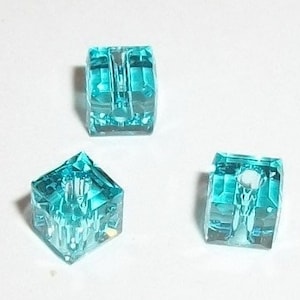 Crystal Passions beads CUBE style 5601 Crystal Beads Light Turquoise blue - Available in 4mm, 6mm and 8mm