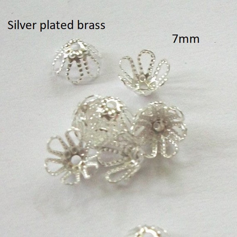 20 Antique Silver Pewter Filigree Bead Caps – 11mm – Unbranded