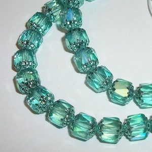 Preciosa Czech Cathedral glass round beads Teal Apollo AB - Available in  6mm, 8mm, 10mm - 1 strand or loose beads