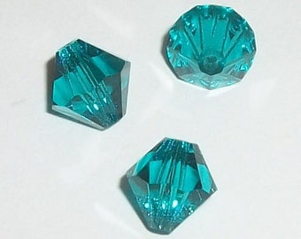 Preciosa Czech bicone crystal beads faceted BLUE ZIRCON -- available in 3mm, 4mm, 5mm and 6mm