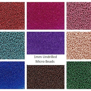 15 grams Micro beads Undrilled Glass Coated round beads 1mm glass microbeads undrilled 15 gram vial, 0.52 ounce No hole beads