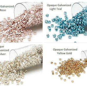11/0 Seed beads Miyuki Delica round glass seed beads for jewelry making -- All Opaque Galvanized -  5 gram package