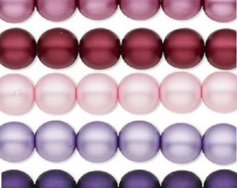 Preciosa Czech pearl coated glass druk ROUND craft Beads Available 4mm, 6mm and 8mm Matte lilac, sangria, light pink, lavender, purple