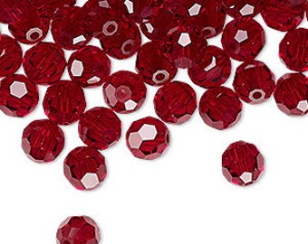Preciosa Czech round crystal beads faceted Siam red -- available in 4mm, 5mm and 6mm