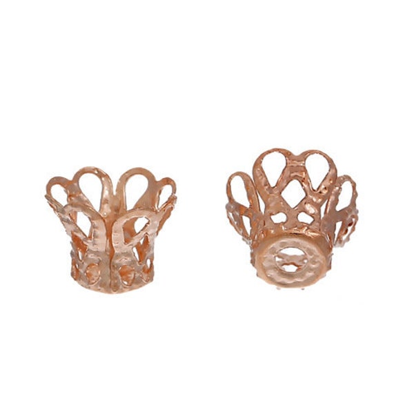 Clearance Rose Gold Filigree Basket Beads Caps 8mm -- fits beads 8mm 100 pieces