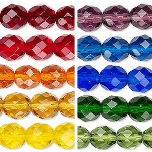 Preciosa Czech fire polished  ROUND faceted Transparent Glass Beads ---  Full strand - Available 4mm, 6mm, 8mm, 10mm and 12mm