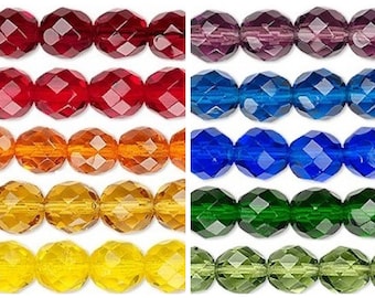 Preciosa Czech fire polished  ROUND faceted Transparent Glass Beads ---  Full strand - Available 4mm, 6mm, 8mm, 10mm and 12mm