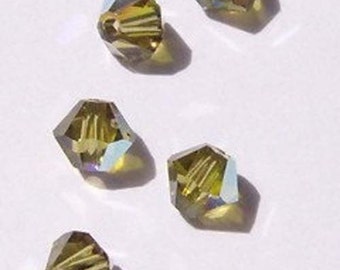 Clearance 4mm  - Swarovski crystal beads 4mm BICONE 5301 crystal beads KHAKI AB -- 48  pieces