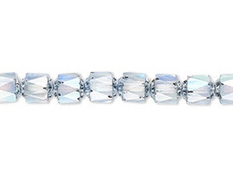 Preciosa Czech Cathedral glass round beads Light Blue Apollo AB - Available in  6mm, 8mm, 10mm - 1 strand