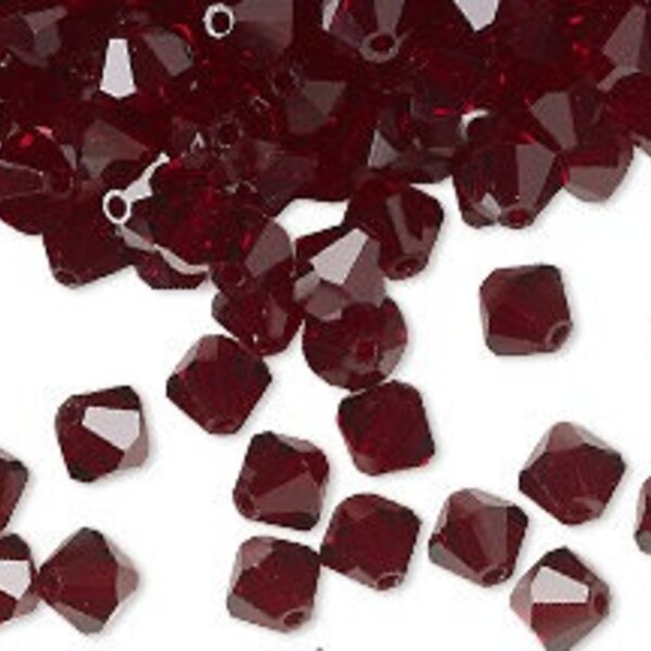 Preciosa Czech bicone crystal beads faceted Garnet (dark red)-- available in 4mm, 5mm and 6mm