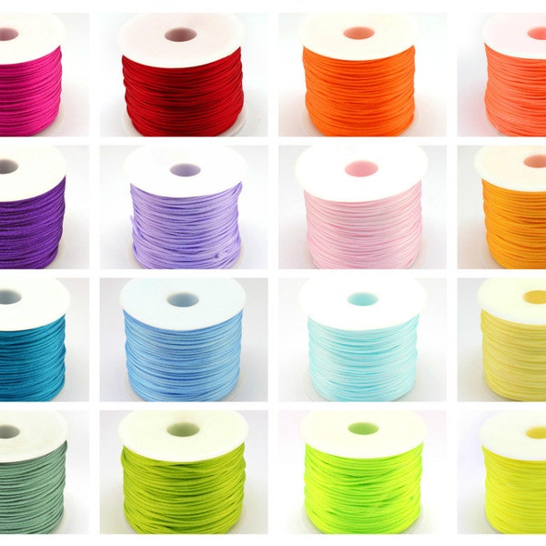 1mm Nylon SATIN Cord Mousetail DIY Silk Chinese Knot Shamballa Rattail Nylon Macrame Knotting  Beading String Thread