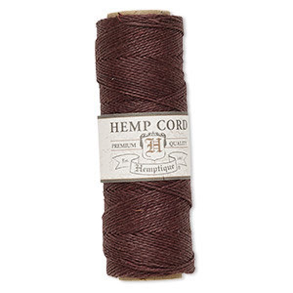 Clearance 0.5mm Hemptique polished hemp cord 0.5mm diameter 10 pound test 205 foot spool Dark Brown