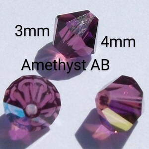 Crystal Passions Beads BICONE  crystal beads Amethyst AB -- Available in 3mm, 4mm