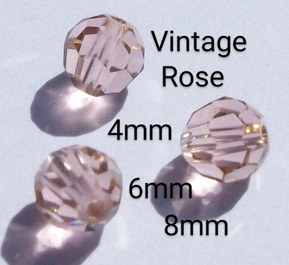Crystal Passions beads Round Crystal elements Beads 5000 Vintage Rose - Available in 4mm, 6mm and 8mm