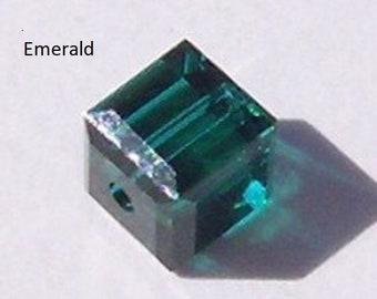 Crystal Passions Beads CUBE 5601 beads EMERALD - Available in 4mm, 6mm and 8mm