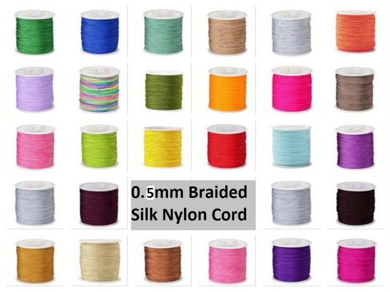0.5mm Braided Nylon Cord Silk Chinese knotting cord macrame thin stro…