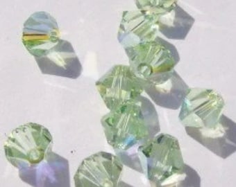 Preciosa Czech bicone crystal beads faceted Chrysolite AB -- available in 4mm 5mm and 6mm