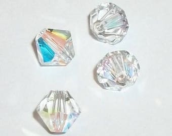 Preciosa Czech bicone crystal beads faceted Clear crystal AB -- available in 3mm, 4mm, 5mm and 6mm
