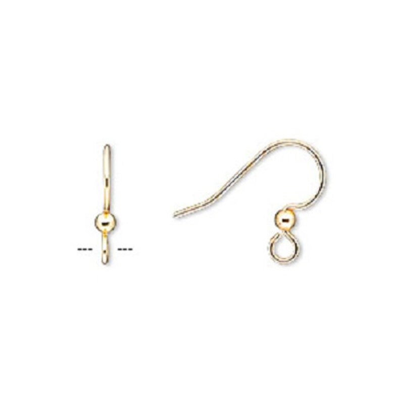 13.5mm Stainless steel fishhook earwire w/ ball and loop 21 Gauge Silver finished Gold finished 50 pieces or 25 pairs image 2