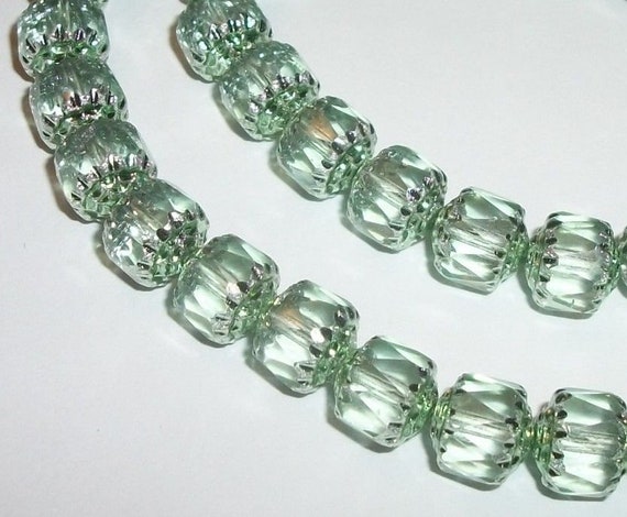 25 Smoke AB with Silver Cathedral Czech Glass 8mm beads