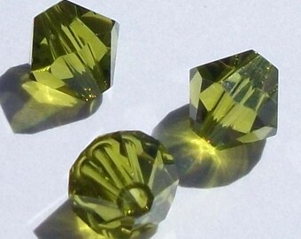 Clearance 6mm Swarovski crystal beads BICONE 5328 Crystal Beads OLIVINE  -- 24 pieces