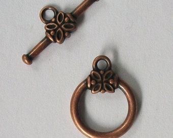 Clearance - 5 Toggle Clasps Antique Copper plated over pewter......bracelet clasp...necklace clasps.... jewelry findings (T-32)