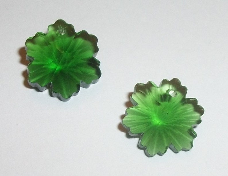 Clearance Snowflakes Green Crystal Pendants 14mm Celestial crystal pendants 2 pieces