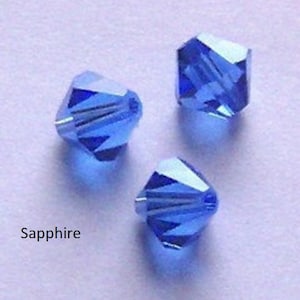 Crystal Passions beads, BICONE Crystal Beads SAPPHIRE (blue)  --- Available in 3mm, 4mm, 5mm 6mm and 8mm
