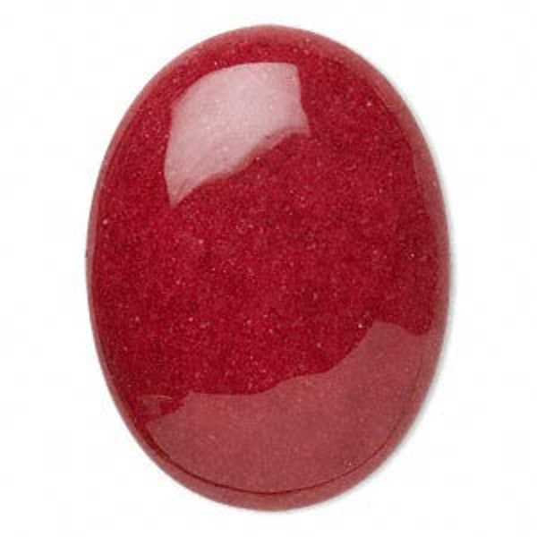 Clearance 1 Mountain Jade RED Cabochon 40x30mm Calibrated oval