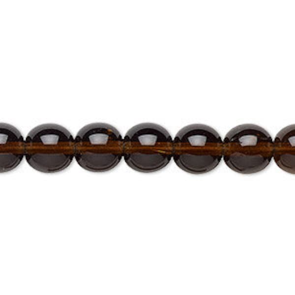 Preciosa Czech druk glass round beads transparent Dark Brown -- Available in 4mm, 6mm, 8mm and 10mm Full strand
