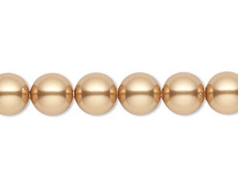 Clearance 8mm Swarovski crystal pearls round 5810 crystal beads Bright Gold -- 25 pieces