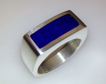 Mens Lapis Lazuli Sterling Silver Ring