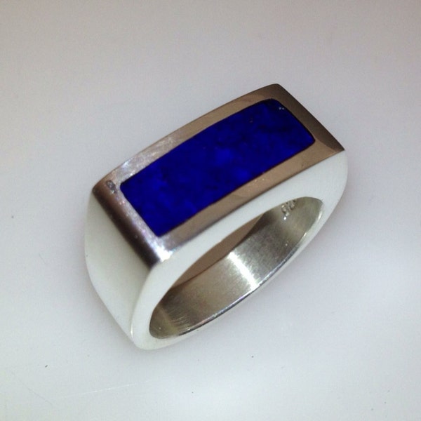 Mens Lapis Lazuli Sterling Silver Ring