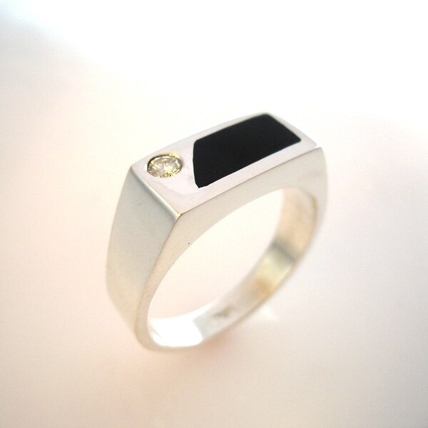 Diamond and Onyx Mens Ring