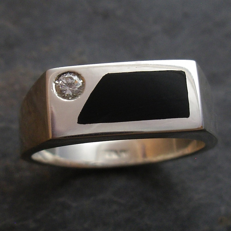 Diamond and Onyx Mens Ring Etsy