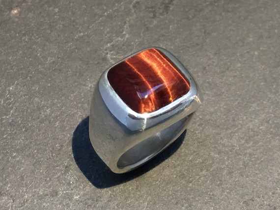 Mens Heavy Solid Sterling Silver Red Tiger's Eye Ring - Etsy
