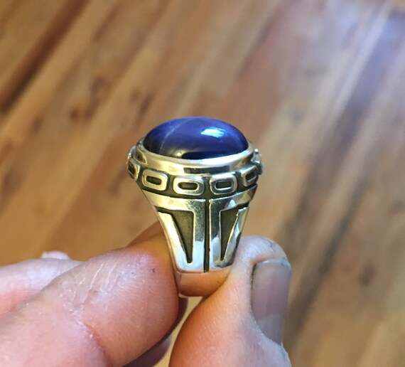 Mens gold blue deals star sapphire ring