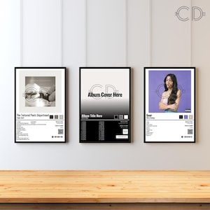 Set of 3 Choose Your Own Album Poster | Custom Album Poster Black, White Digital Poster | Favorite Album Artist Cover | Artist Songs