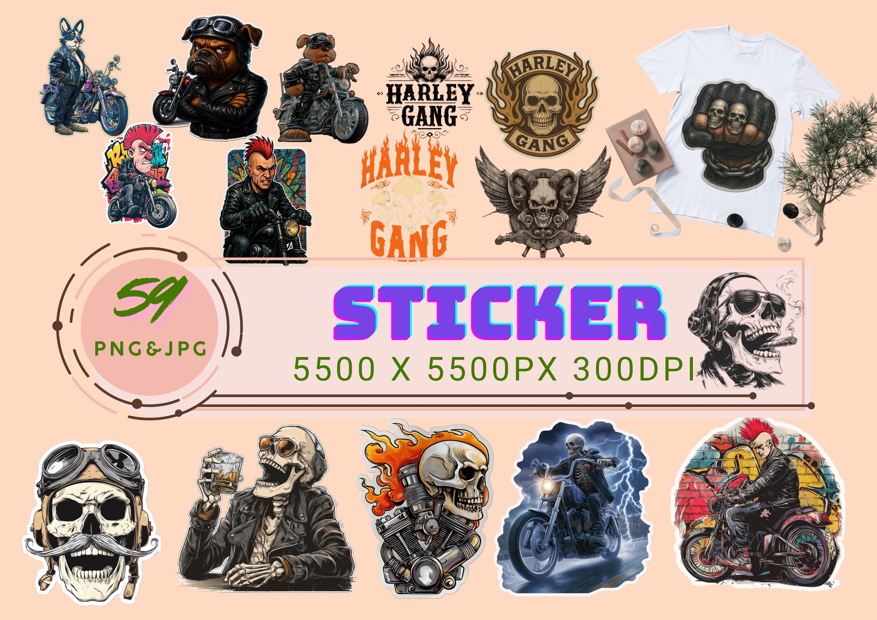 Autocollant Harley Davidson Vintage - Sticker Moto Tuning Italien