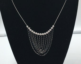 Sterling and Ruthenium Cascade Necklace - 20 Inches