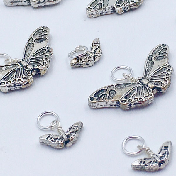 Butterfly Charm,Silver Plated Butterfly Charm,Big and Small Butterfly Charm,Butterfly Charm Dangle,Earring Dangle,Charm Bracelet,Add A Charm