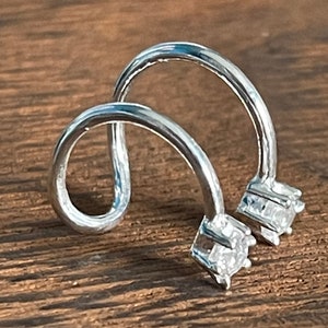 Ear Cuff, Sterling Silver Ear Cuff, Silver Ear Cuff with CZ Crystal, Double Wire Ear Cuff, 10.5mm, Silver Ear Cuff, 1 PIECE