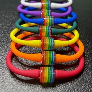 Rainbow LGBT Pride Bracelet, Unisex Pride Bracelet,Couple Matching Jewelry, LGBTQ, Silicone Bracelet, Stretchable Bracelet, Rainbow Bracelet