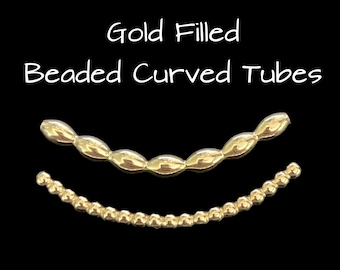 Gold Filled Beaded Curved Tube: Prayer Bracelet Spacer (1 Piece)