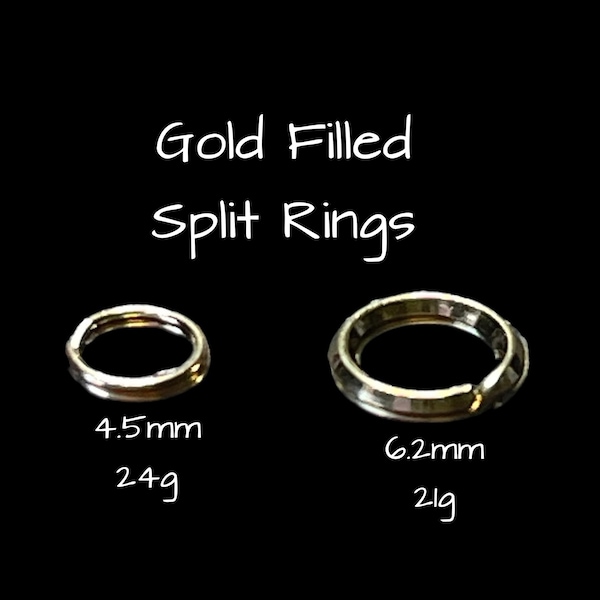 Gold Filled Split Rings, 4.5mm Split Ring, 6.2mm Split Ring, Gold Split Rings,  5 pieces