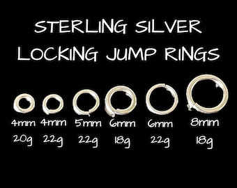 Sterling Silver Locking Jump Rings with Practice Rings: Jewelry Supplies (5 Pieces)