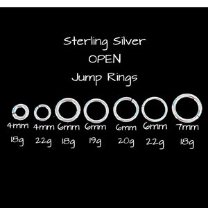 Sterling Silver Open Jump Rings: 4-7mm, 18-24g - 5 Pieces