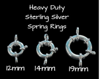 Heavy Duty Sterling Silver Spring Ring Clasp (12mm, 14mm, 19mm)