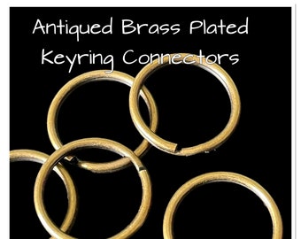 Keyring, Antiqued Brass Plated Keyring, 1 inch keyring, Antiqued Brass Keyring Connector, 5 pieces