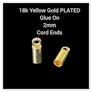 Gold Plated Cord End with Loop: 9mm x 3mm, 2mm Hole - 1 Pair